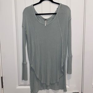Free People long sweater top light blue aqua teal